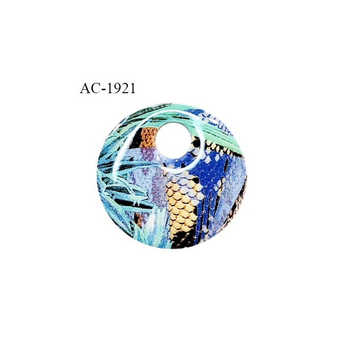 Bijou décor pendentif lingerie et autres motif bleu et vert en métal émaillé diamètre 29 mm prix à la pièce