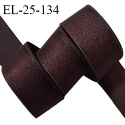 Elastique 25 mm lingerie haut de gamme couleur marron brillant bonne élasticité allongement +50% largeur 25 mm prix au mètre