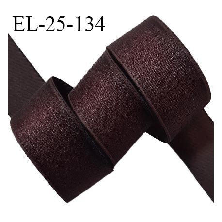 Elastique 25 mm lingerie haut de gamme couleur marron brillant bonne élasticité allongement +50% largeur 25 mm prix au mètre