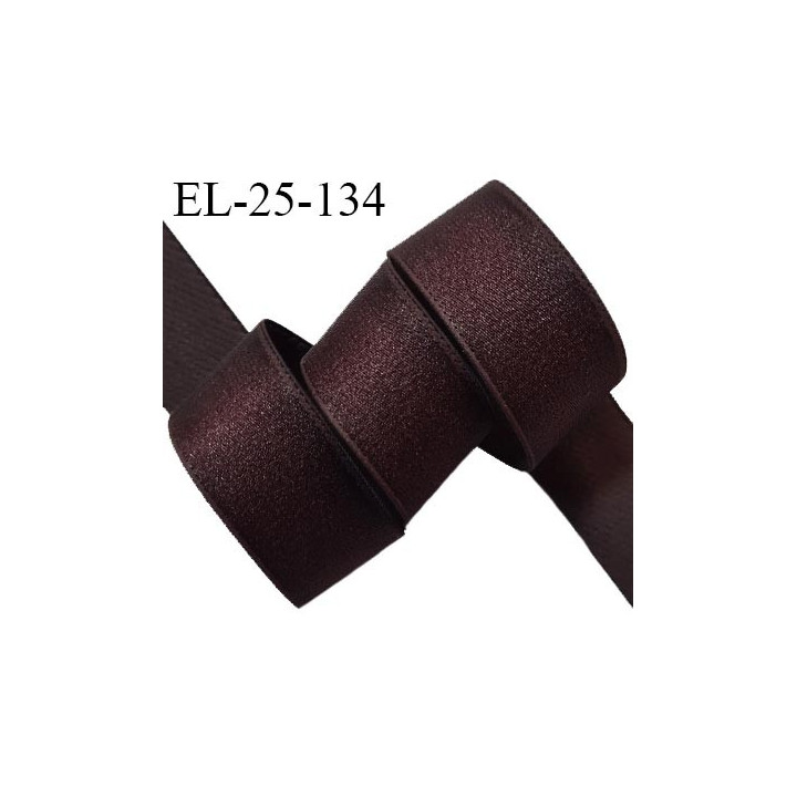 Elastique 25 mm lingerie haut de gamme couleur marron brillant bonne élasticité allongement +50% largeur 25 mm prix au mètre