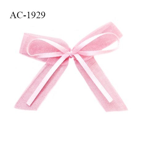 Noeud lingerie 55 mm en satin couleur rose sur mousseline largeur 55 mm hauteur 50 mm prix à l'unité
