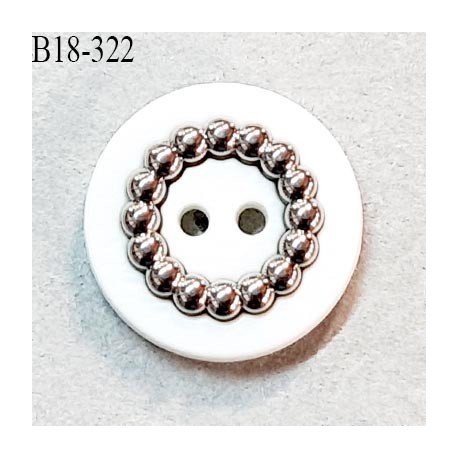 Bouton 18 mm en pvc couleur naturel et chrome 2 trous diamètre 18 mm épaisseur 5 mm prix à la pièce