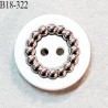 Bouton 18 mm en pvc couleur naturel et chrome 2 trous diamètre 18 mm épaisseur 5 mm prix à la pièce