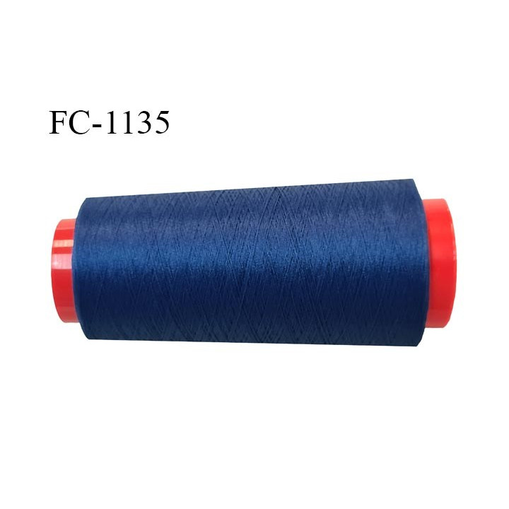 Cone 2000 m fil mousse polyester n°110 couleur bleu longueur 2000 mètres bobiné en France