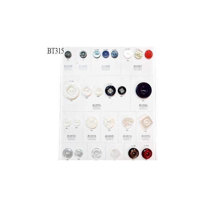 Plaque de 26 boutons diamètre de 15 à 34 mm pour création unique prix pour la plaque entière