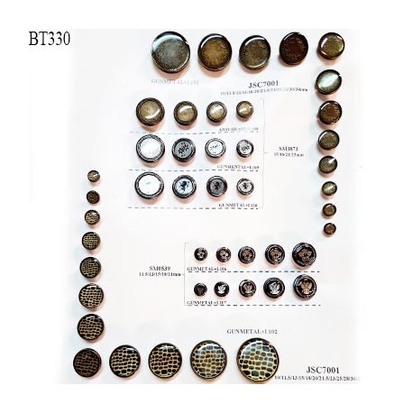 Plaque de 46 boutons très beaux diamètre de 10 à 34 mm pour création unique prix pour la plaque entière