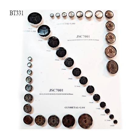 Plaque de 37 boutons très beaux diamètre de 10 à 38 mm pour création unique prix pour la plaque entière