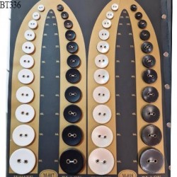 Plaque de 44 boutons pour création unique diamètre 11 à 40 mm prix pour la plaque entière