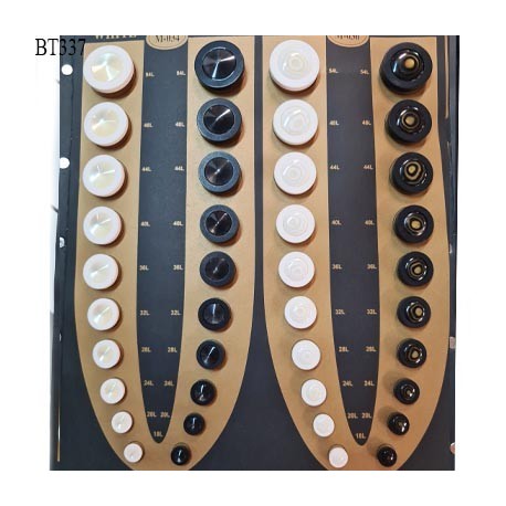 Plaque de 40 boutons pour création unique diamètre 11 à 34 mm prix pour la plaque entière