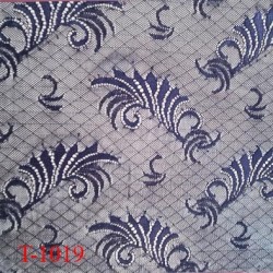 Tissu dentelle brodée couleur bleu sur tulle extensible haut de gamme largeur 150 cm prix pour 10 cm de longueur