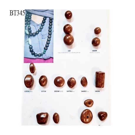 Plaque de 17 perles en pvc effet bois pour création unique de bijoux et autres prix pour la plaque entière