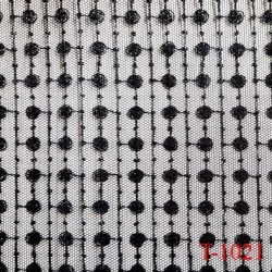 Tissu dentelle brodée noir sur tulle non extensible haut de gamme largeur 135 cm prix pour 10 cm de long