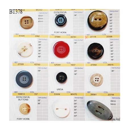 Plaque de 12 boutons pour création unique diamètre de 20 à 37 mm fabrication européenne prix pour la plaque entière
