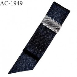 Noeud lingerie ornement couleur noir avec centre ruban argenté haut de gamme hauteur 40 mm largeur 10 mm prix à l'unité