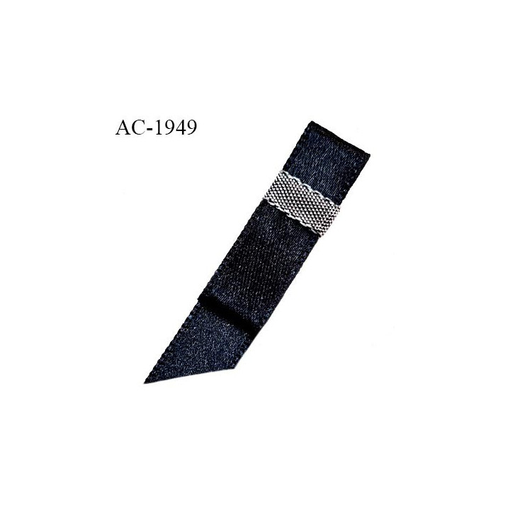 Noeud lingerie ornement couleur noir avec centre ruban argenté haut de gamme hauteur 40 mm largeur 10 mm prix à l'unité