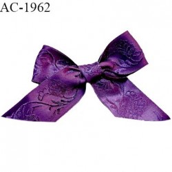 Noeud lingerie ruban avec broderies fleurs couleur violet haut de gamme largeur 80 mm hauteur 50 mm prix à l'unité