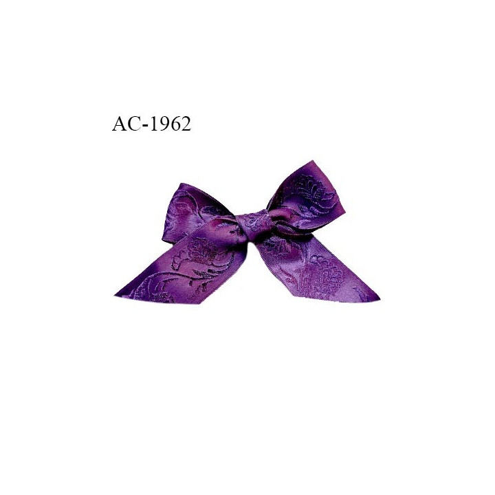 Noeud lingerie ruban avec broderies fleurs couleur violet haut de gamme largeur 80 mm hauteur 50 mm prix à l'unité