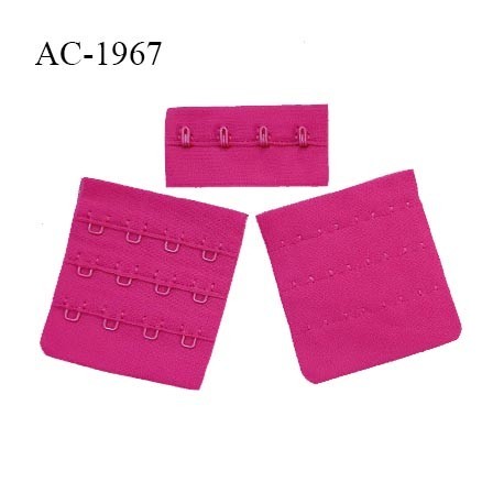 Agrafe 57 mm attache SG haut de gamme couleur rose fuchsia 3 rangées 4 crochets largeur 57 mm hauteur 60 mm prix à l'unité