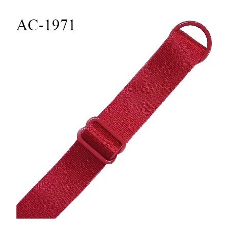 Bretelle lingerie SG 15 mm très haut de gamme couleur rouge brillant avec 1 barrette et 1 anneau longueur 24 cm prix à l'unité