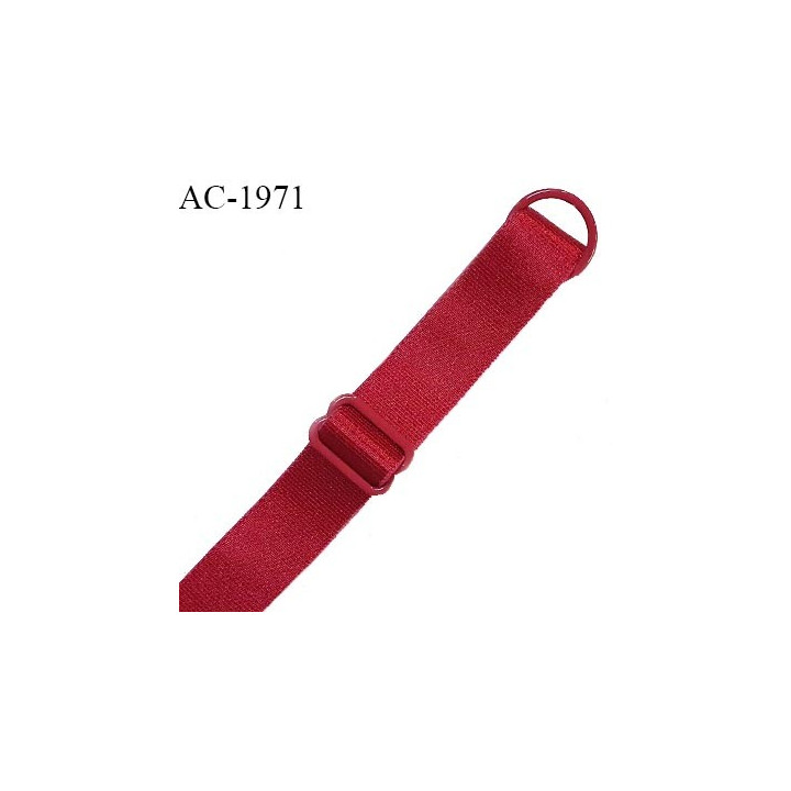 Bretelle lingerie SG 15 mm très haut de gamme couleur rouge brillant avec 1 barrette et 1 anneau longueur 24 cm prix à l'unité