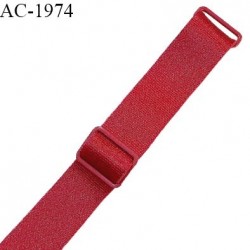 Bretelle lingerie SG 15 mm très haut de gamme couleur rouge brillant avec 2 barrettes longueur 17 cm prix à l'unité