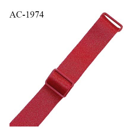 Bretelle lingerie SG 15 mm très haut de gamme couleur rouge brillant avec 2 barrettes longueur 17 cm prix à l'unité