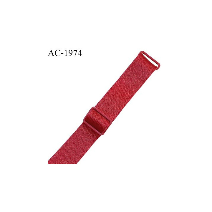 Bretelle lingerie SG 15 mm très haut de gamme couleur rouge brillant avec 2 barrettes longueur 17 cm prix à l'unité