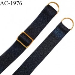 Bretelle lingerie SG 15 mm très haut de gamme couleur noir brillant avec 1 barrette et 2 anneaux couleur or prix à l'unité
