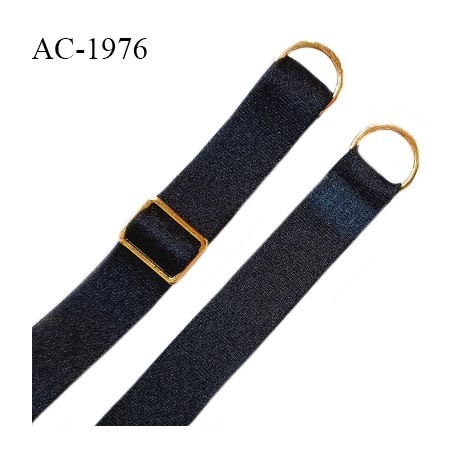 Bretelle lingerie SG 15 mm très haut de gamme couleur noir brillant avec 1 barrette et 2 anneaux couleur or prix à l'unité