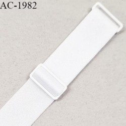 Bretelle lingerie SG 15 mm très haut de gamme couleur blanc brillant avec 2 barrettes longueur 24 cm + réglage prix à l'unité