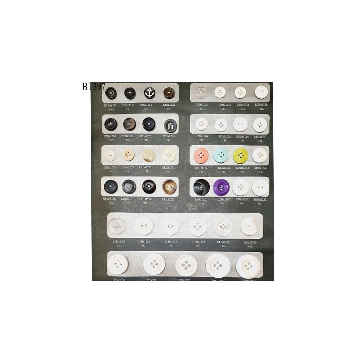 Plaque de 43 boutons diamètre de 15 à 32 mm pour création unique prix pour la plaque entière