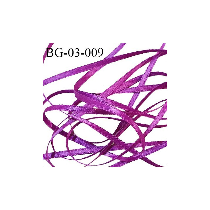 Galon ruban satin haut de gamme 3 mm couleur violet lumineux double face très solide largeur 3 mm prix au mètre