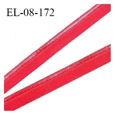 Elastique 8 mm lingerie haut de gamme couleur rouge vermeil avec liseré brillant doux au toucher largeur 8 mm prix au mètre