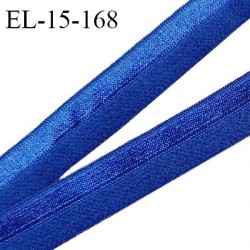 Elastique lingerie 15 mm pré plié haut de gamme couleur bleu brillant sur un côté largeur 15 mm prix au mètre