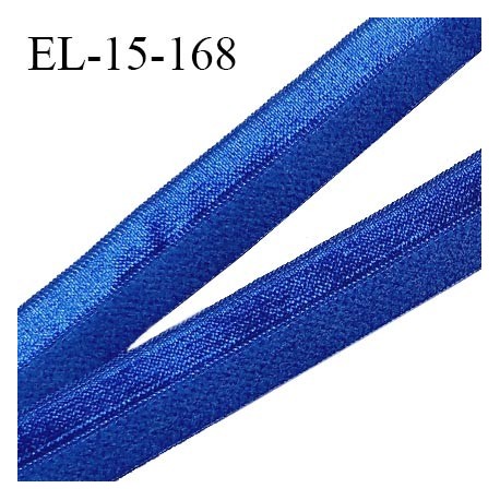 Elastique lingerie 15 mm pré plié haut de gamme couleur bleu brillant sur un côté largeur 15 mm prix au mètre