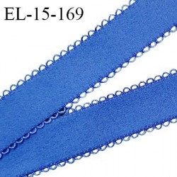 Elastique picot 15 mm lingerie haut de gamme couleur bleu avec picots des deux côtés bonne élasticité prix au mètre