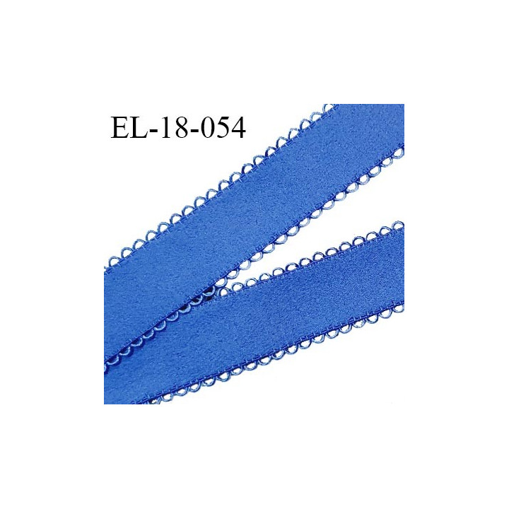 Elastique picot 18 mm lingerie haut de gamme couleur bleu avec picots des deux côtés bonne élasticité prix au mètre