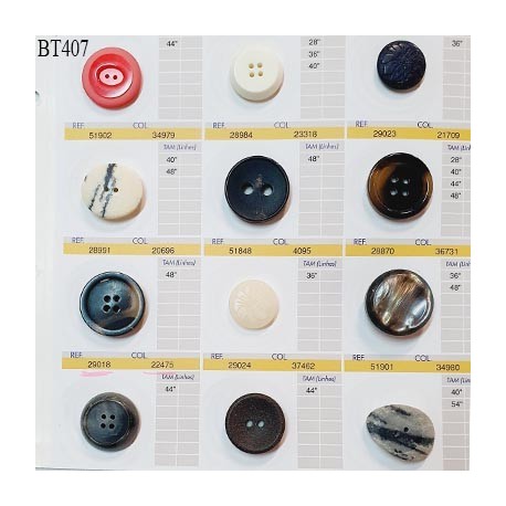 Plaque de 12 boutons pour création unique diamètre de 22 à 30 mm fabrication européenne prix pour la plaque entière