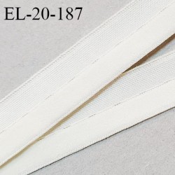 Elastique lingerie 20 mm pré plié couleur écru brillant sur un côté et doux sur l'autre fabriqué en France prix au mètre