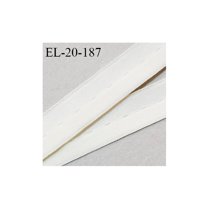 Elastique lingerie 20 mm pré plié couleur écru brillant sur un côté et doux sur l'autre fabriqué en France prix au mètre
