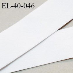 Elastique plat 40 mm haut de gamme fabriqué en France couleur blanc très doux au toucher style velours prix au mètre