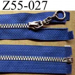 fermeture zip à glissière longueur 55 cm couleur bleu séparable largeur 2,7 cm zip glissière métal nikel largeur 5,5 mm