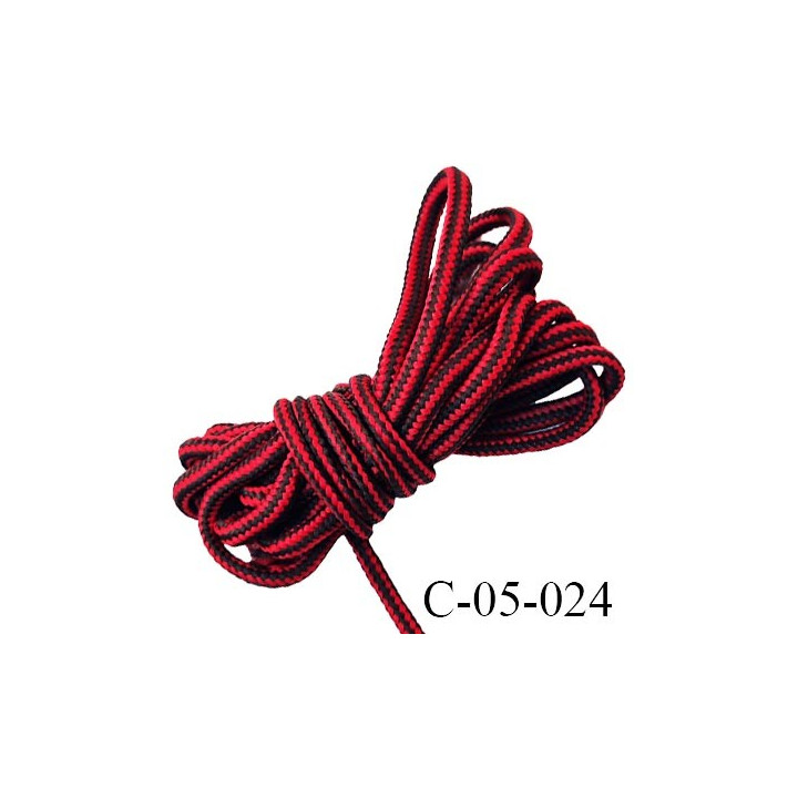 cordon ou lacet synthétique 5 mm  couleur rouge et marron  diamètre 5 mm haut de gamme très solide prix au mètre