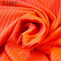 Tissu lycra elasthanne orange corail haut de gamme 225 gr au m2 largeur 135 cm prix pour 10 cm de longueur et 135 cm de large
