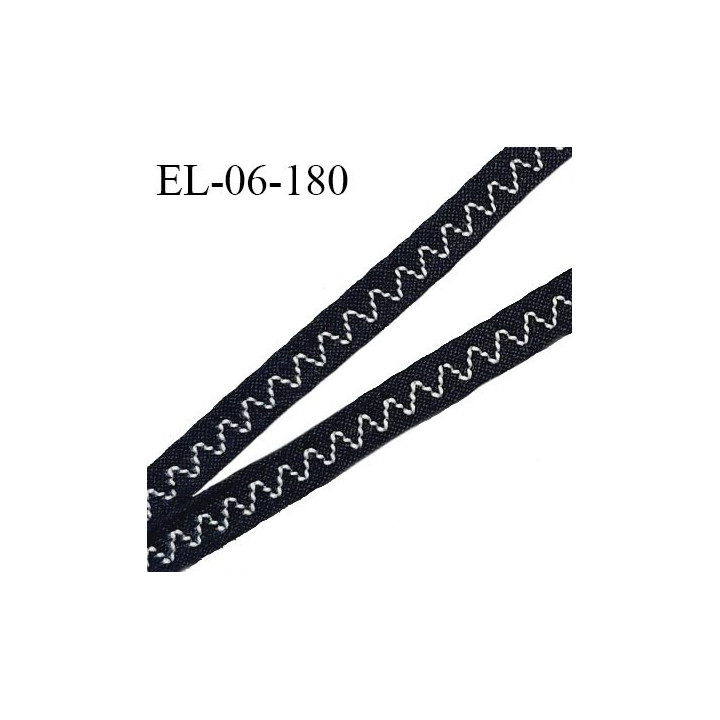 Elastique 6 mm lingerie haut de gamme couleur noir avec surpiqures couleur naturel allongement +20% largeur 6 mm prix au mètre