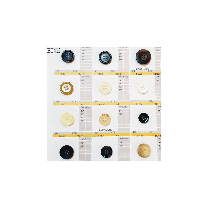 Plaque de 12 boutons pour création unique diamètre de 8 à 26 mm fabrication européenne prix pour la plaque entière