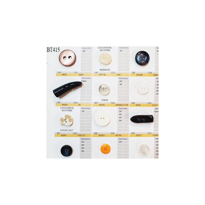 Plaque de 10 boutons pour création unique et 2 boutons duffle coat fabrication européenne prix pour la plaque entière