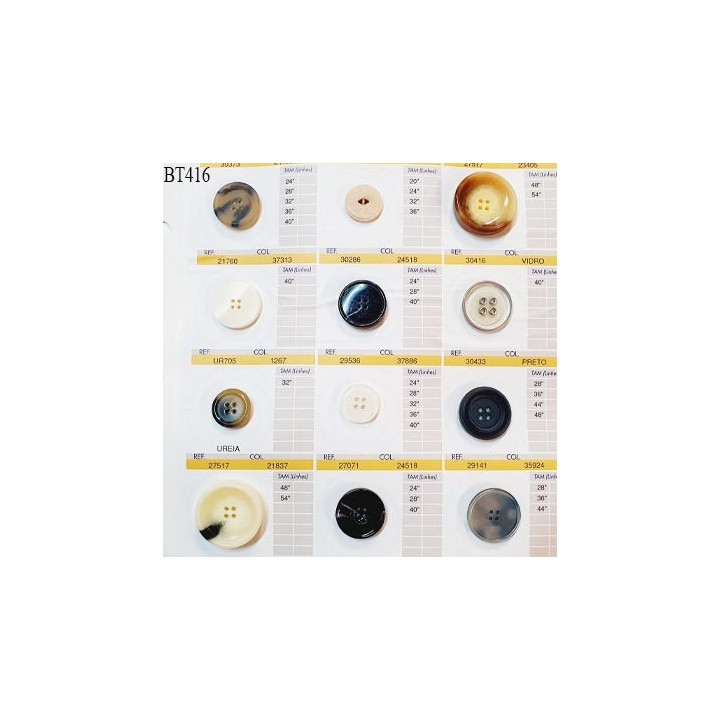 Plaque de 12 boutons pour création unique diamètre de 20 à 34 mm fabrication européenne prix pour la plaque entière