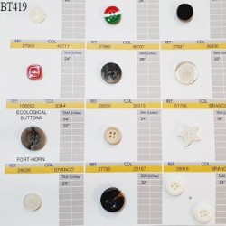 Plaque de 13 boutons pour création unique diamètre de 15 à 20 mm fabrication européenne prix pour la plaque entière