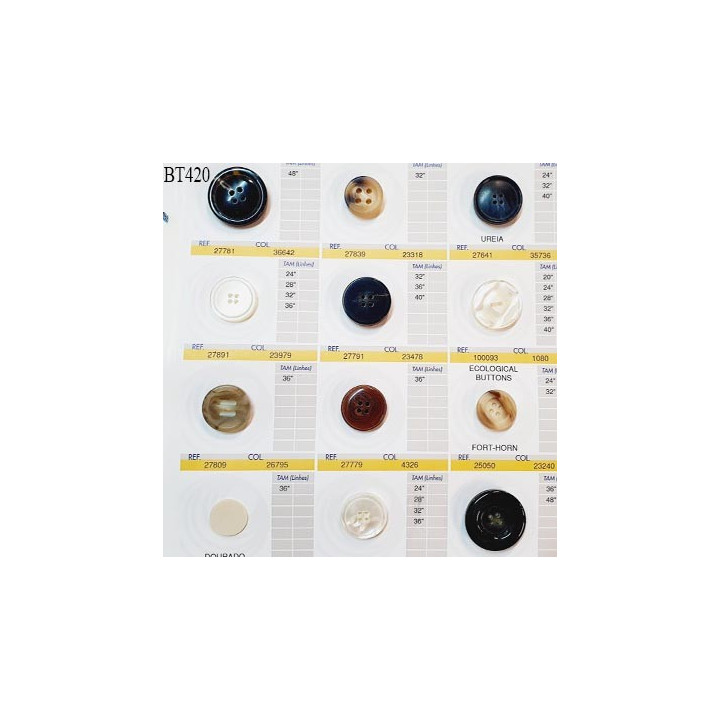 Plaque de 11 boutons pour création unique diamètre de 20 à 30 mm fabrication européenne prix pour la plaque entière